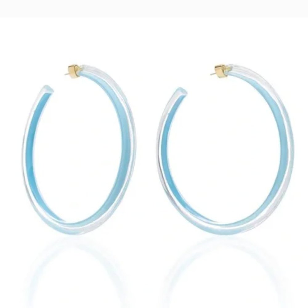 Alison Lou Large Loucite Jelly Hoop Earrings -  Powder Blue